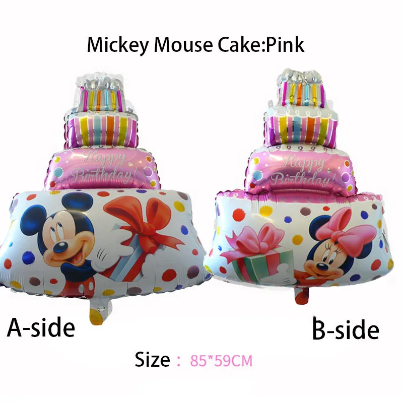 big pink cake 1 шт. 112 см большие воздушные шары из фольги Микки и Минни, украшения для дня рождения, классические детские игрушки с героями мультфильмов, подарки, надувной воздушный шар с гелием - Цвет: big pink cake