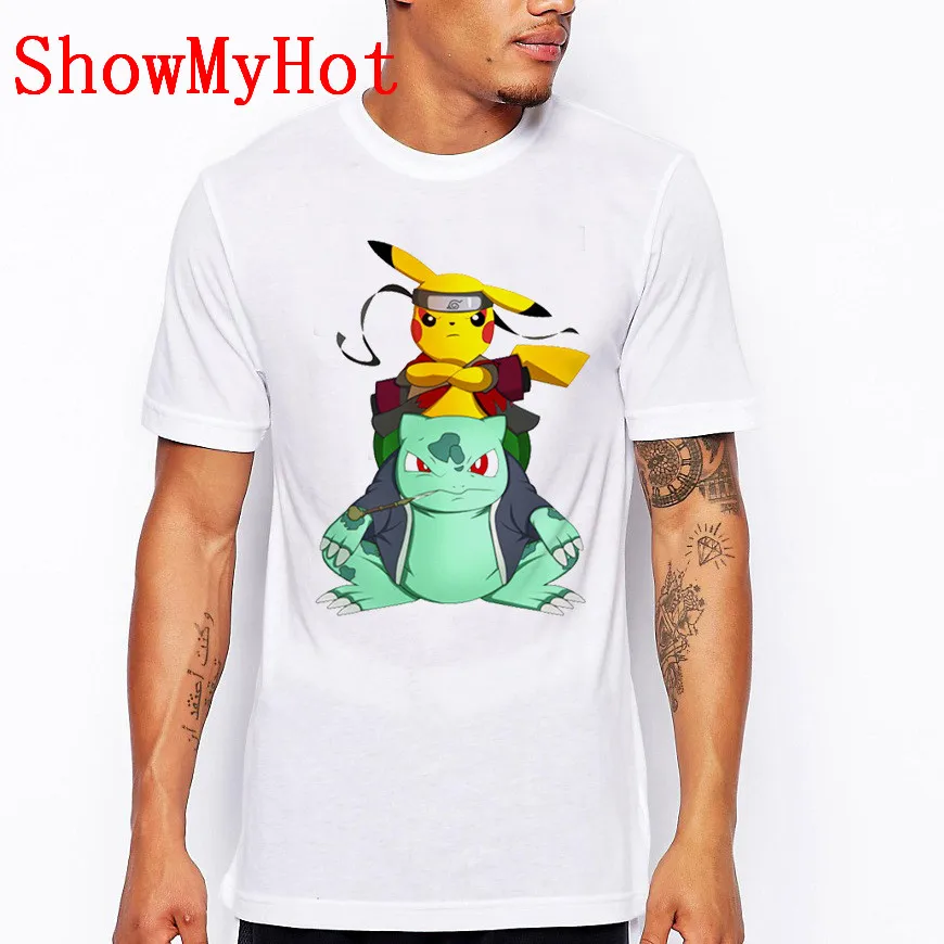 Fashion Pikachu Stitch Tops men's T-shirts teenagers summer Pocket Monster Pokemon go short sleeved tops | Мужская одежда