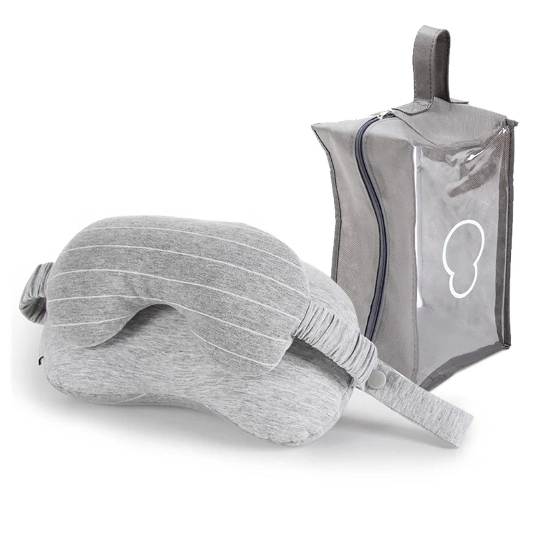 Light Grey Pillow XC USHIO Portable Travel Set Eye Mask Travel Neck Pillow Inflatable Foot Rest Cushion With Dust Cover& Storage Bag Airplane - Цвет: Light Grey Pillow