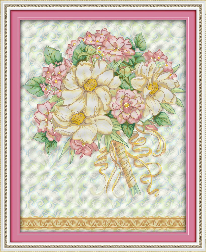 Набор для вышивки крестиком букет любви свадебный цветок штампованная ткань 14ct