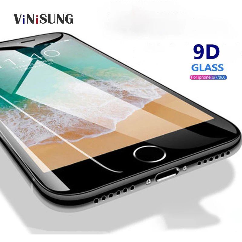 Закаленное стекло с закругленными изогнутыми краями 9D для iPhone 6 6s Plus 7 8 X