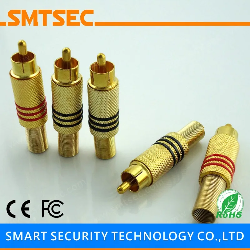 100 шт Золотой RCA мужской разъем для аудио адаптер кабельного штекера CCTV