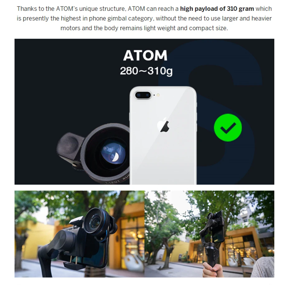 Snoppa Atom 3-Axis Складной Карманный ручной шарнирный стабилизатор для камеры GoPro для GoPro Беспроводной зарядки, встроенный микрофон PK гладкой 4