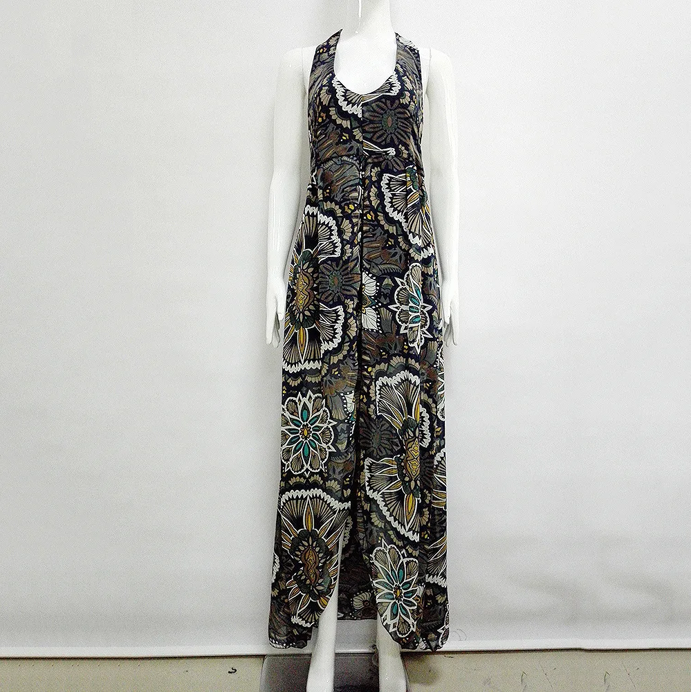 Новинка 2017 года пляжные курорт ретро платье с принтом для девочек Холтер шифон