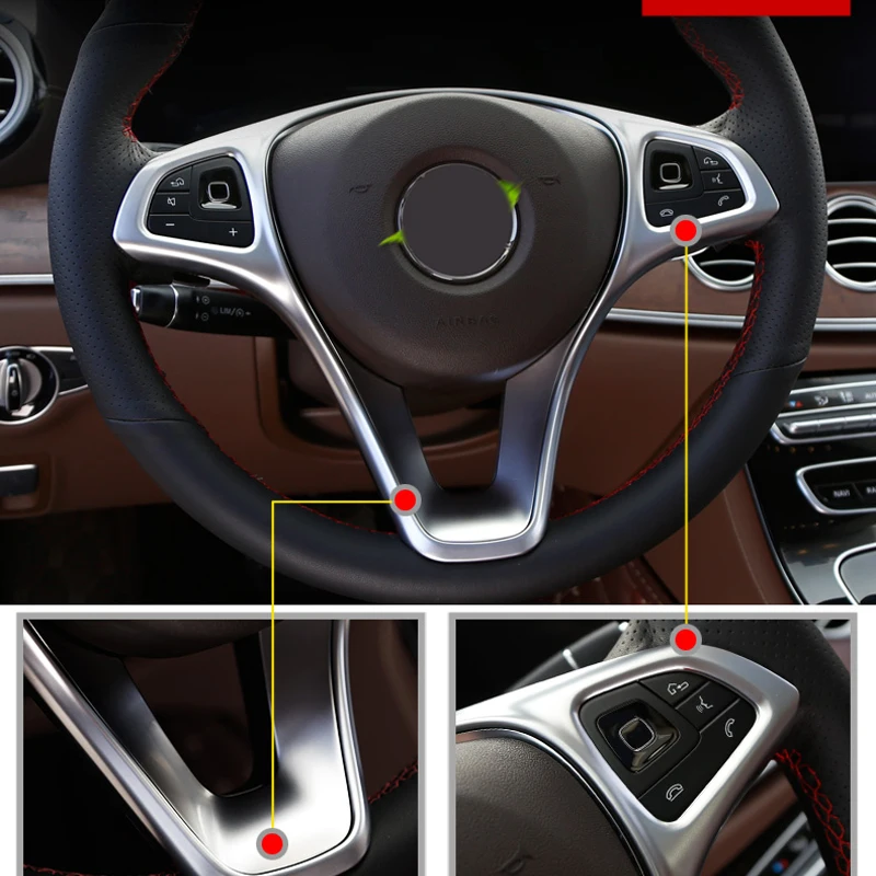 

Car Accessories for Mercedes-Benz Vito W447 2014-2021 ABS Matte Interior Steering Wheel Decoration Frame Cover Trim