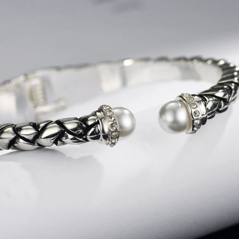 Neoglory Стразы антикварные посеребренные Регулируемые браслеты и для женщин модные