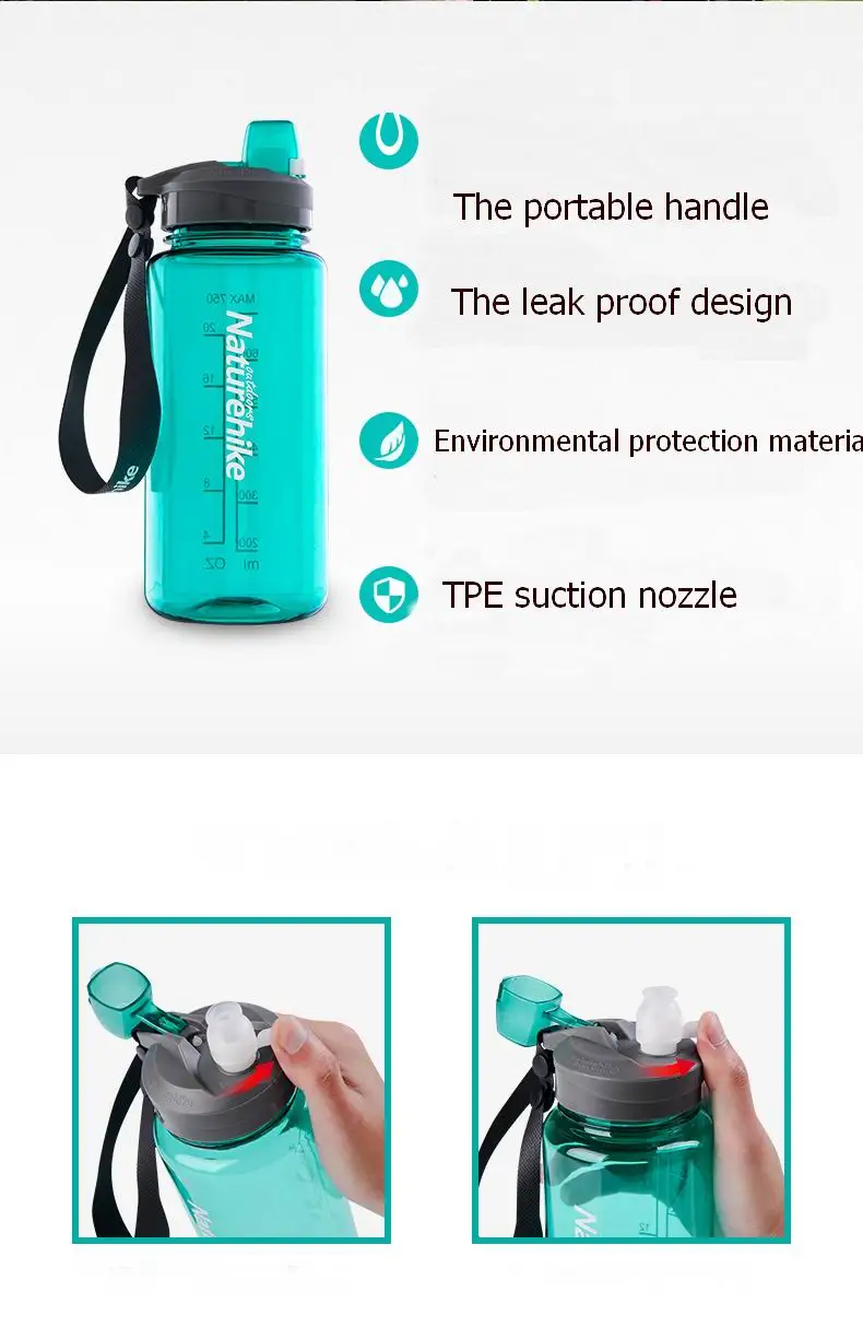 Naturehike 750 мл 1000 мл РСТ Тритан велосипедные бутылки для воды без BPA уличная Питьевая Бутылка быстро открытая спортивная Фитнес-20 градусов