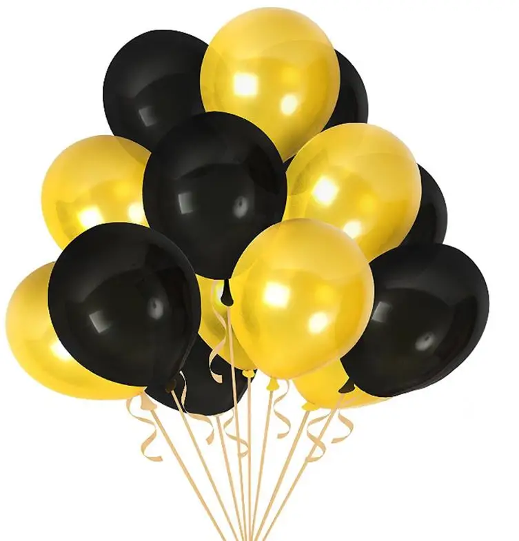 black gold mix 20 шт./партия, 10 дюймов/12 дюймов, Черное золото, из белого латекса, Гелиевый шар для дня рождения, свадьбы, невесты, юбилей, вечерние принадлежности для декора - Цвет: black gold mix