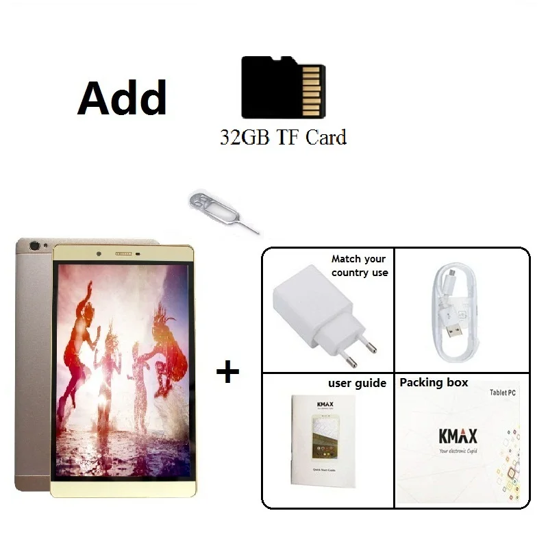 KMAX, 8 дюймов, 3G, с функцией звонка, Android, планшет, ПК, 16 ГБ, SIM карта, 32 ГБ, TF, четыре ядра, Wi-Fi, gps, bluetooth, 8 Мп, камера, планшеты, 8, 10 - Комплект: tablet and tf card