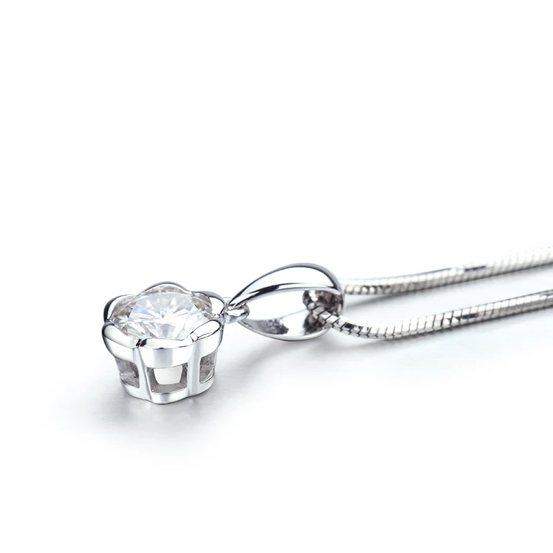 Ожерелье для женщин Мода 18K Белое Золото круглая форма Moissanite бриллиантовый кулон