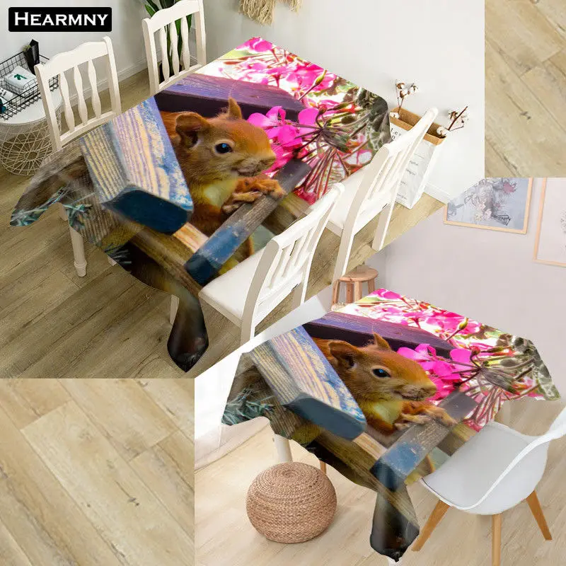 HEARMNY белка скатерть 3D Оксфорд ткань квадратный/прямоугольный пылезащитный Стол Крышка вечерние домашний декор покрытие для телевизора - Цвет: 16
