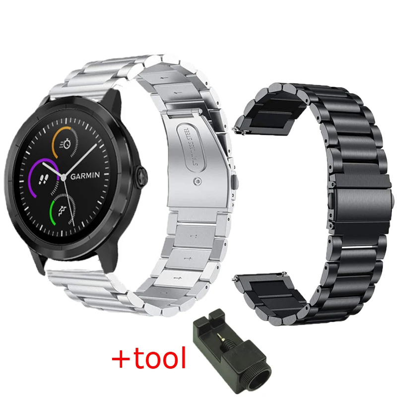 Регулируемый для Garmin vivoactive3 музыкальный ремешок из нержавеющей стали смарт часы