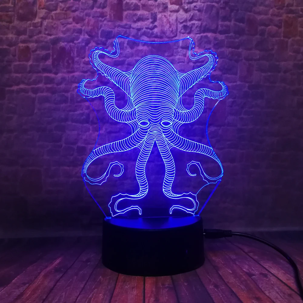 Новый 3D подводный мир рыбы акулы осьминог Кит 7 видов цветов изменение ночного