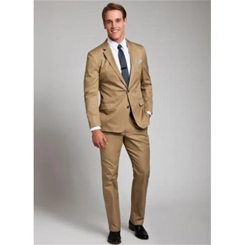 Mens Casual Bridegroom Fashion Khaki Color suits 2019 Brand Slim Classic Business Party Formal comfortable men Suit With Pants