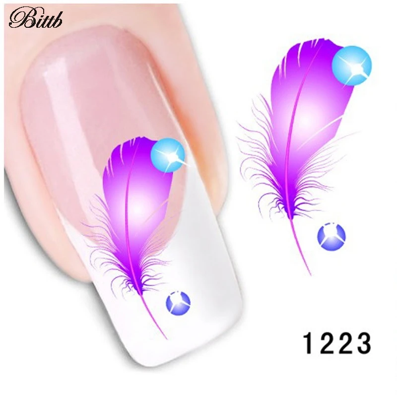 Bittb пилочки для ногтей художественная Наклейка Блеск птичье перо Сделай Сам Уход