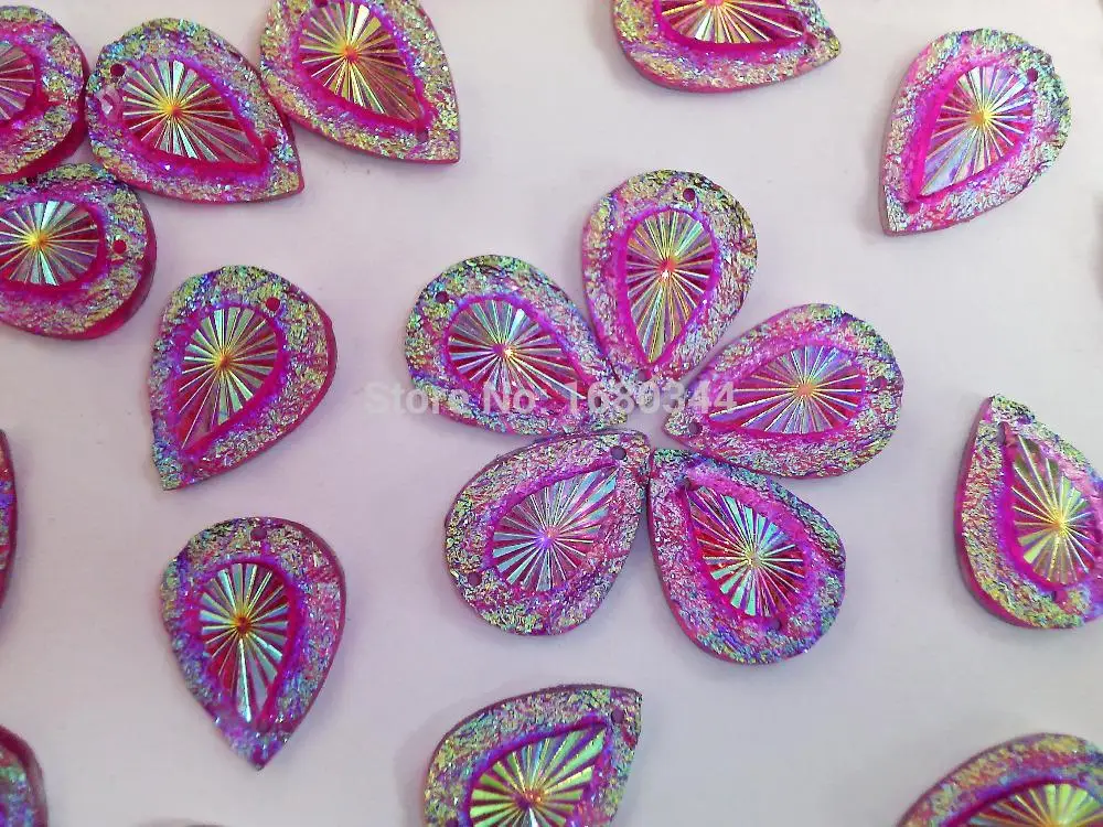 Dazzling Purple AB colour rhinestones sew on crystal water drop shape 13*18mm  resin gemstones hand sewing for dress 100pcs/lot