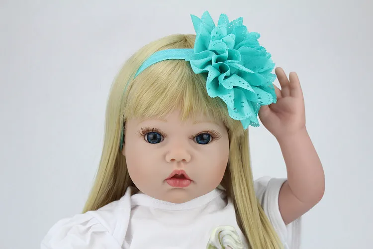 Силиконовая кукла Reborn для девочек 20 дюймов принцессы из светлых волос игрушки