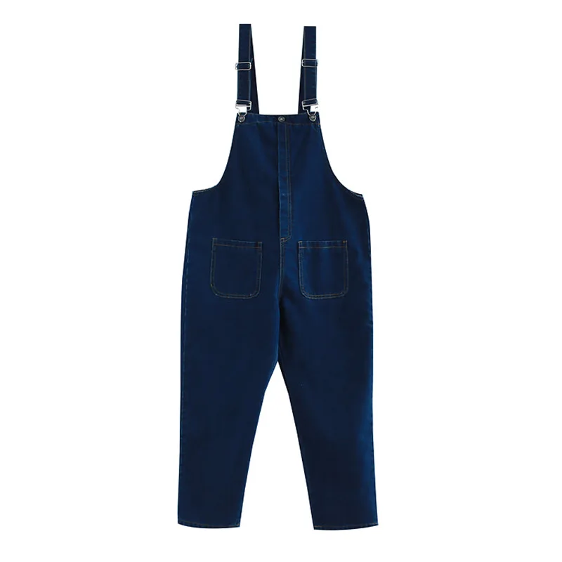 deep denim blue Qiukichonson джинсовые комбинезоны весна лето BF джинсовый комбинезон длиной до щиколотки Женский Повседневный комбинезон с большими карманами - Цвет: deep denim blue