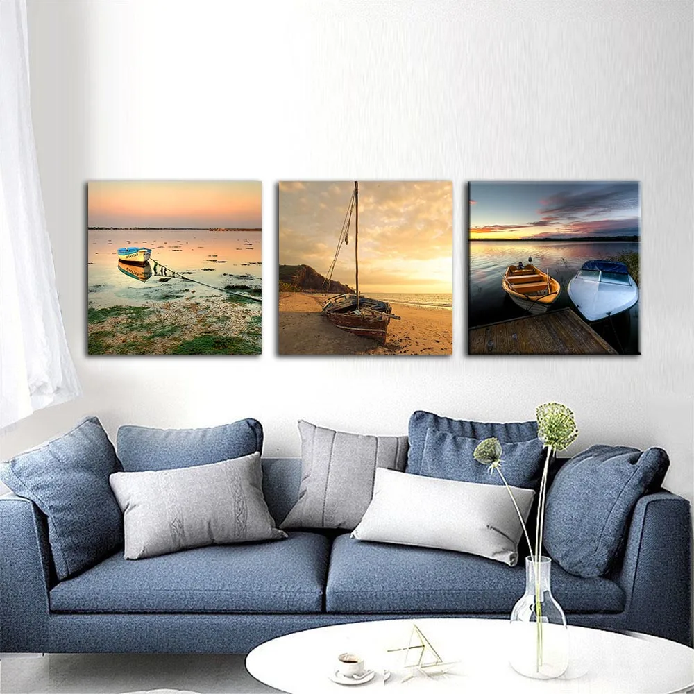 3 шт./компл. пейзаж картины пляжные пейзажи настенная живопись холст принт спрей