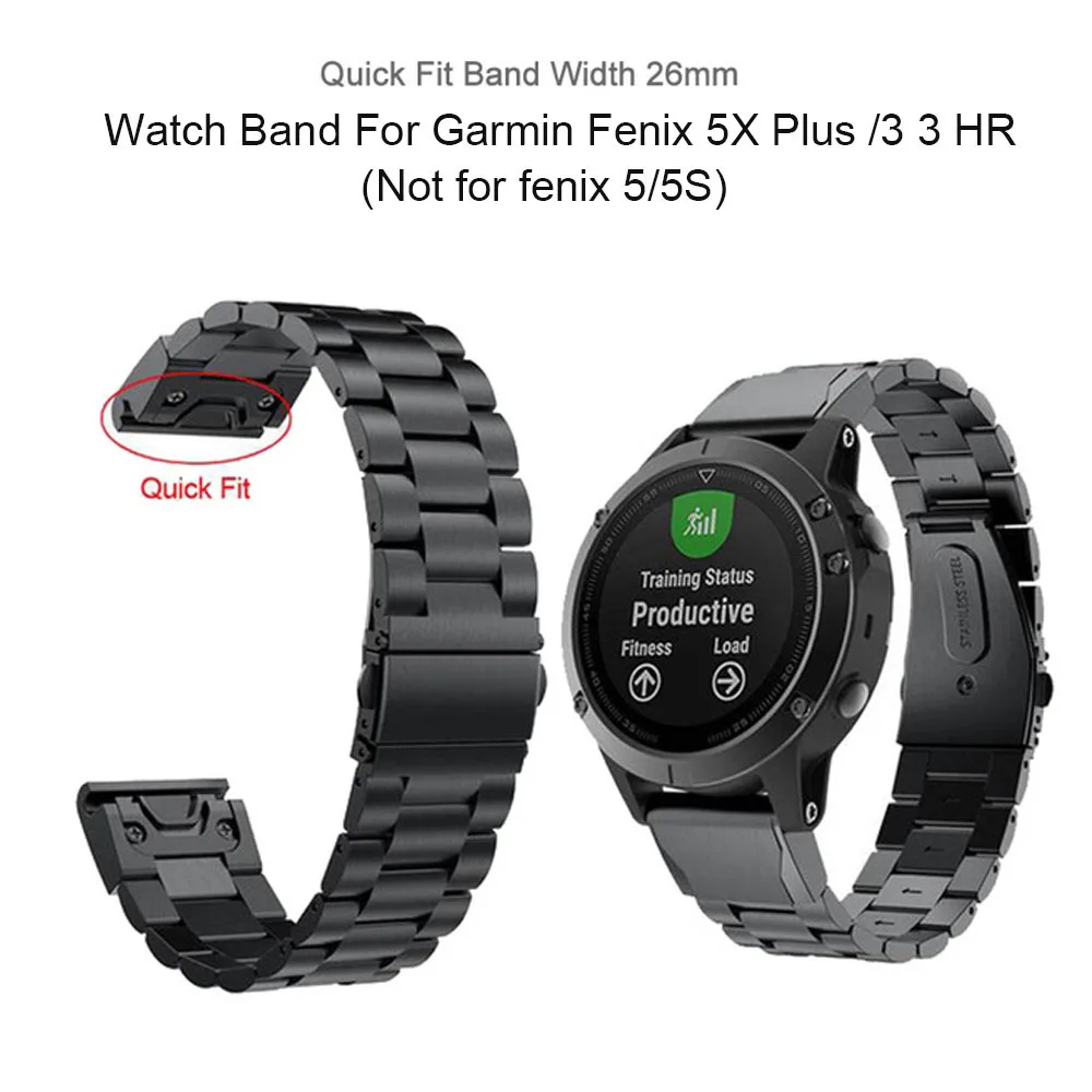 26 мм классический металлический ремешок из нержавеющей стали для Garmin Fenix3 HR 5X plus