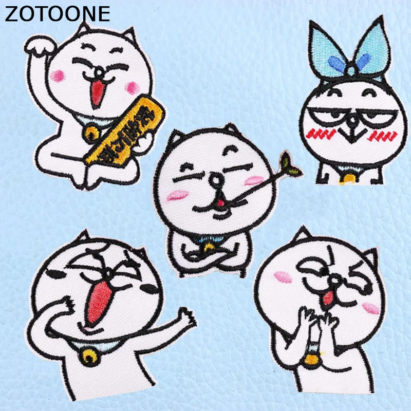 ZOTOONE Забавный мультяшный Кот нашивки вышитые утюгом на заплатках для одежды DIY