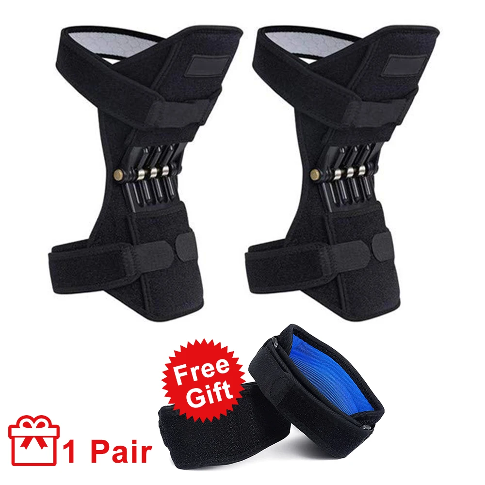

1 Pair Non-slip Joint Support Knee Pads Power And Free Gift 1 Pair Elbow Support Powerful Rebound Spring Force Knee Booster Lift