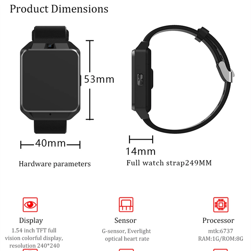 Фустер M5 ОС Android 6.0 Смарт-часы 1 ГБ + 8 памяти GPS SmartWatch Поддержка сим-карты и Bluetooth