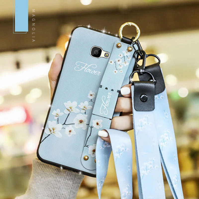 Чехол с бриллиантовым ремешком на шею для samsung Galaxy J4 J6 J8 J2 Prime J4 Plus Core J3 J5 J7 мягкий чехол с ремешком - Цвет: 2