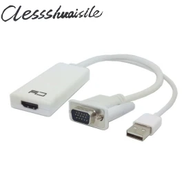 (100 шт./лот) портативных ПК вход VGA и USB Мощность к HDMI HDTV Выход конвертер Кабель