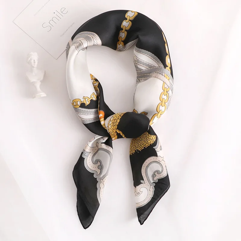 2019 New Square Scarf Women Fashion Silk Scarves and Wrap Ladies Retro Spring Summer Print Office Hair Neck foulard | Аксессуары для