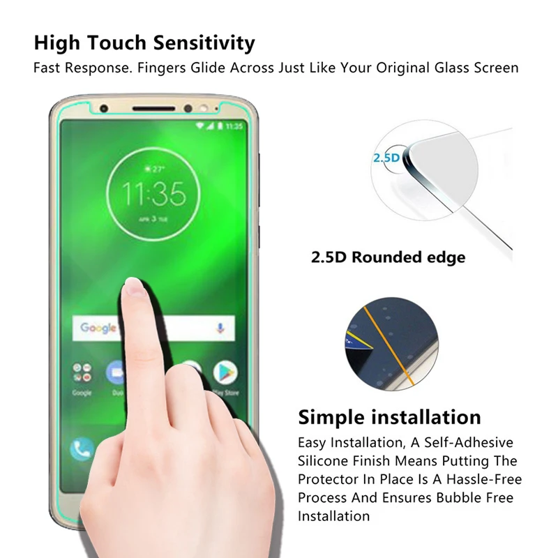 2 шт. 9H высококачественный чехол из закаленного стекла для Moto G6 Plus защита экрана