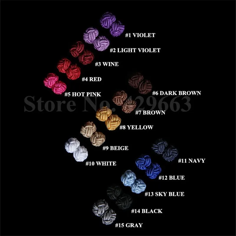 

500 pairs/lot New Silk Knot Cufflinks Upscale Men's Classic Double Rope Ball Knot Shape Cuff Links Handmade Silk Knots Cuff Link