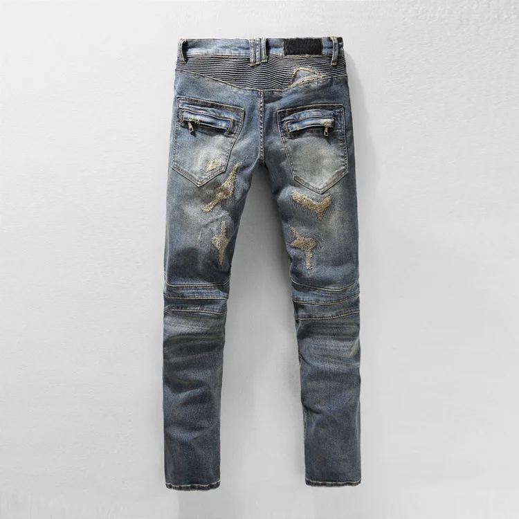 SHABIQI 2019 Лидер продаж модные мужские джинсы бренд прямо подходят рваные JeansDesigner 100%
