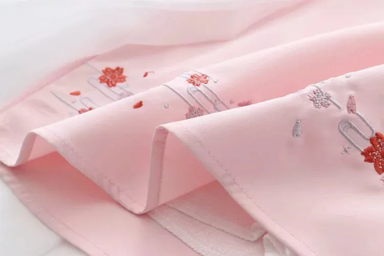 Merry Pretty Женский комплект 2 шт., китайский стиль, Цветочная вышивка, длинный рукав, красная блузка и сетчатая юбка, белые женские комплекты одежды