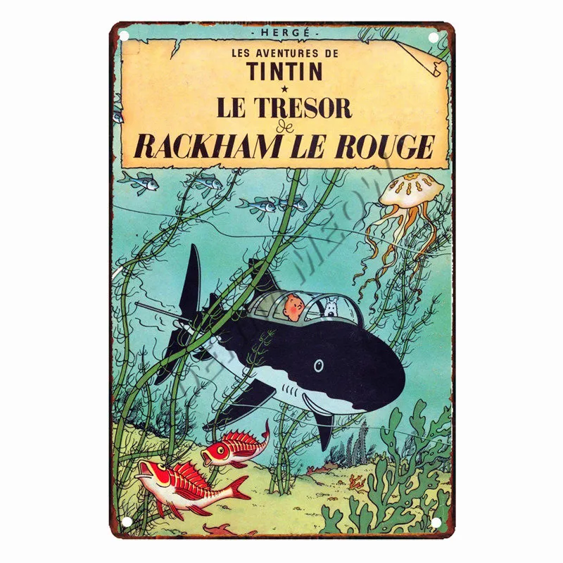 Tintin Catoon Movie Tin Sign Metal Plate Vintage Wall Art Poster Iron Painting Bar Coffee Kids Room Wall Craft Home Decor WY66 - Цвет: 5