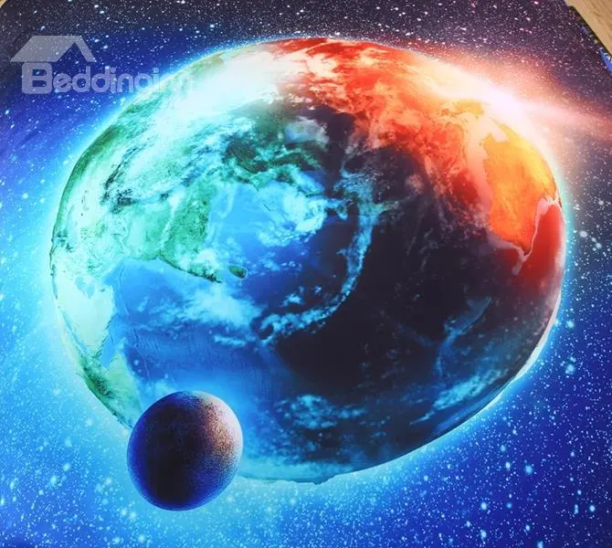 Красивая Земля 3D с принтом из 3 предметов полиэфирный пододеяльник