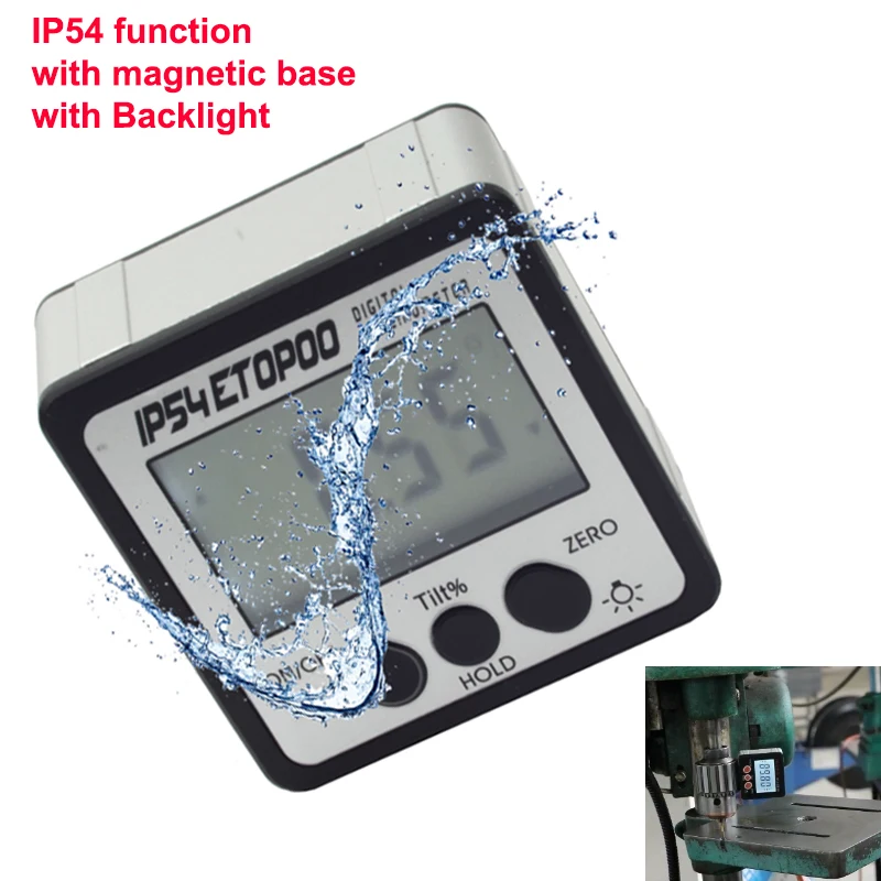 

IP54 Electronic Protractor Digital Inclinometer 4x90 0-360 Digital Bevel Box Angle Gauge Meter Magnets Base Waterproof Level Box