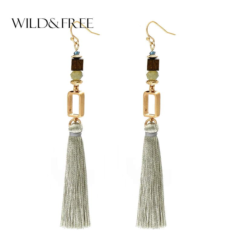 Новые модные брендовые длинные серьги с кисточками в богемном стиле Женские