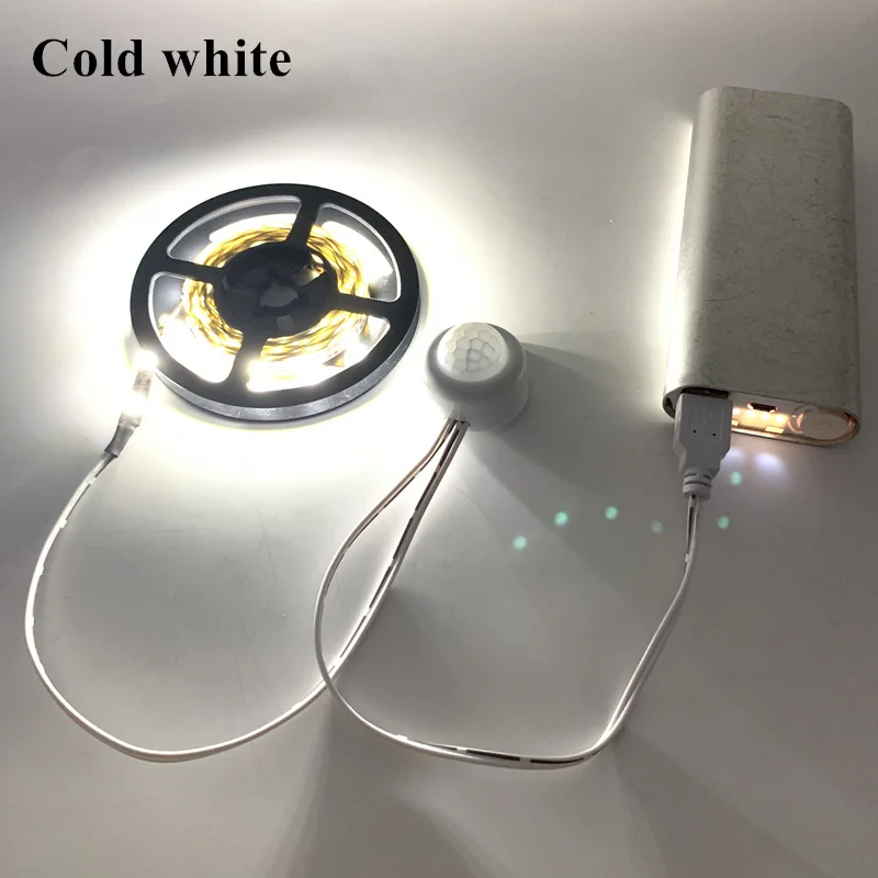 5V движения PIR Сенсор светодиодный Ночной светильник 2835 SMD Светодиодные ленты Сенсор светильник USB Светодиодные ленты лампы шкаф Лестницы светодиодный светильник