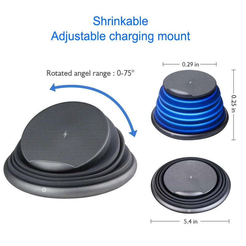 

Universal Wireless Phone Charger for Samsung S10 Plus Desktop Foldable 10W Qi Fast Charging Wireless Charger Holder with Light