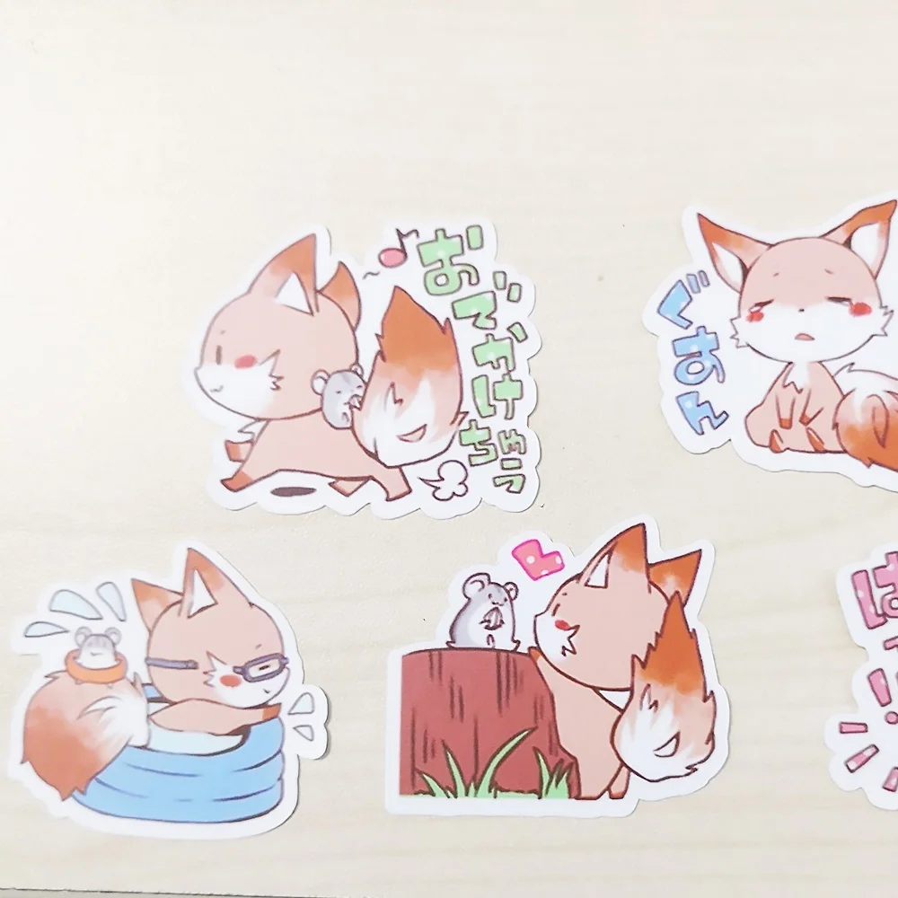 20/40 шт. Kawaii Носки с принтом лисички, мишки и повседневной жизни "сделай сам" Стикеры дневник подарок украшения лом Бумага случайный не повторяются