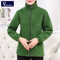 vangull 2020 new autumn mid aged women fleece jackets plus size 5xl casual warm jacket zipper outerwear for mum winter fashion