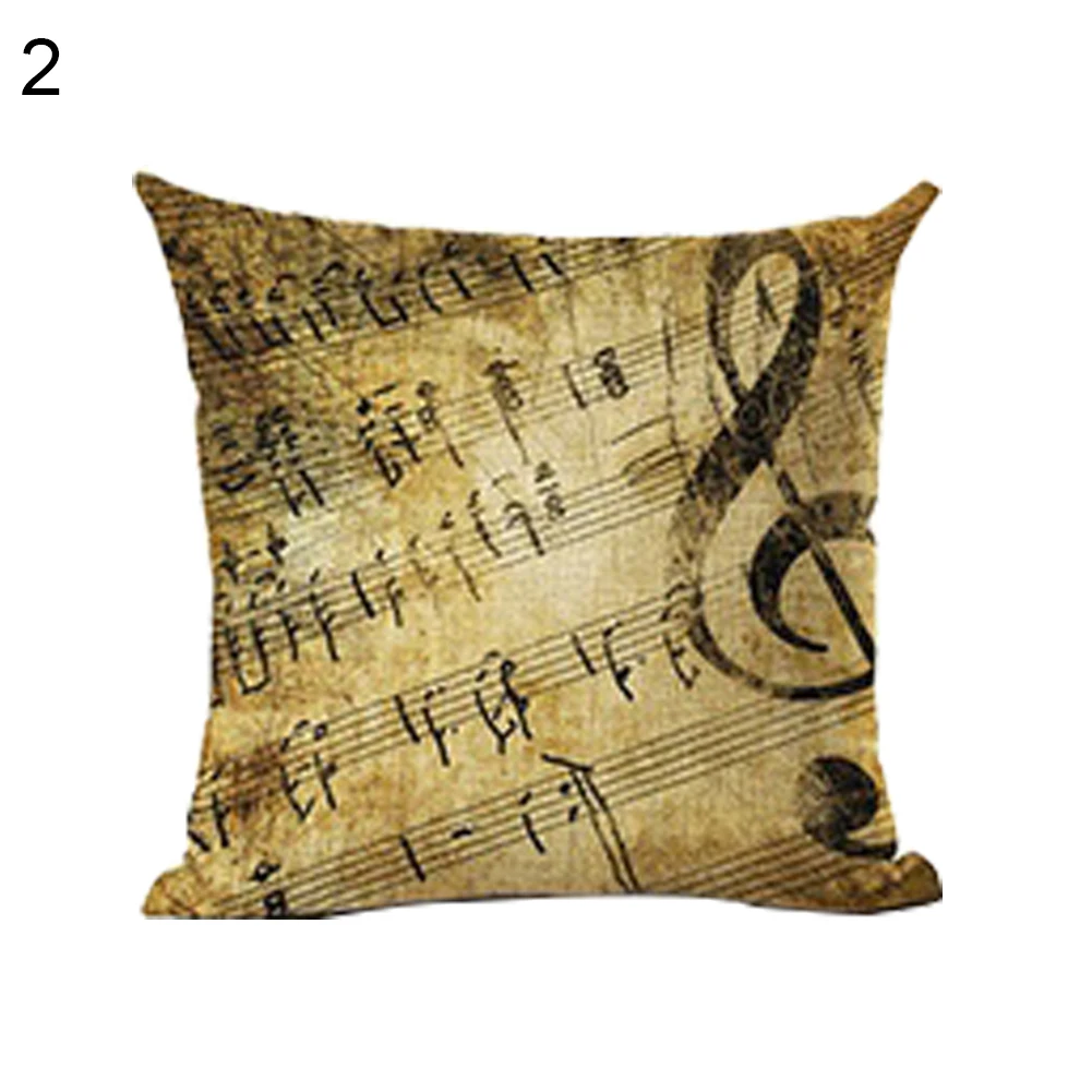 New Cushion Cover Music Series Note Printed Linen Square Pillowcase Throw Pillow | Дом и сад