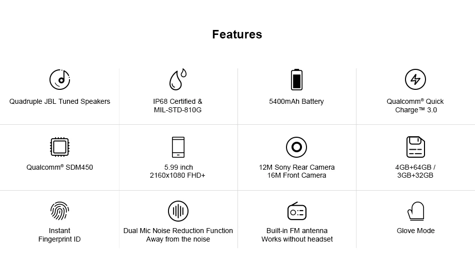 AGM A9 IP68 водонепроницаемый ударопрочный Восьмиядерный Snapdragon 5,9" FHD+ 16 МП 4 Гб+ 32 ГБ Android 8,1 отпечаток пальца NFC Смартфон