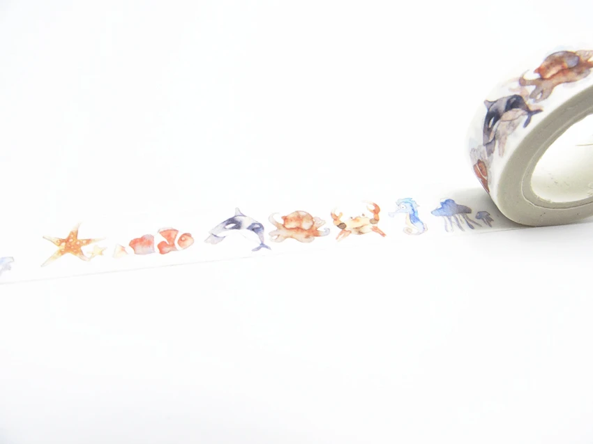 Декоративная лента для скрапбукинга с рисунком морских животных | Канцтовары