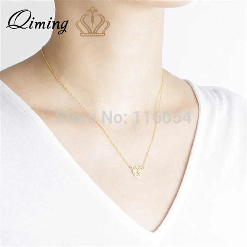 QIMING крошечное ожерелье с кристаллами тигровый глаз ажурной татуировкой