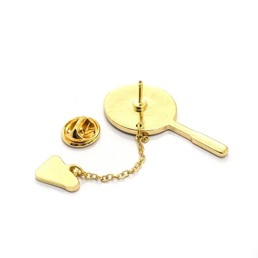 Новое поступление золото цвет красной эмалью Настольный теннис броши для Для