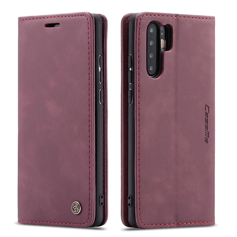 Wine Red Кожаный чехол-кошелек для huawei P30 Pro, чехлы с магнитными картами, визитница, флип-чехол для P30 Lite Enjoy 7 s, чехол-подставка - Цвет: Wine Red