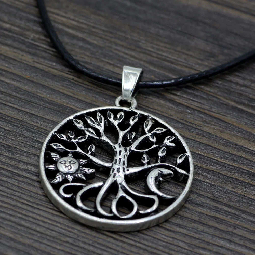 Youe shone Древо жизни ожерелье сплав дерево кулон Солнце Луна Круглый Серебряный