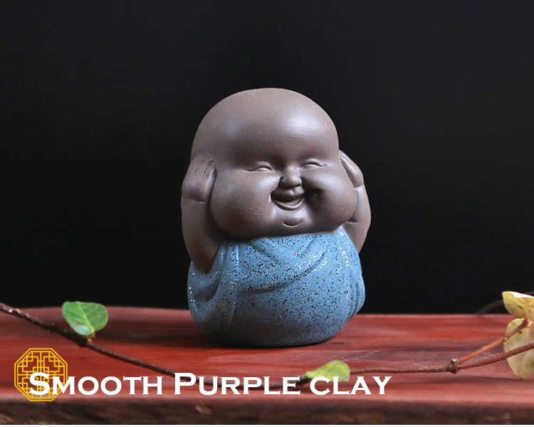 1 шт.,, китайский стиль, фиолетовый глина, Исин, чай, домашнее животное, фиолетовое украшение, Будда, маленький монах, Мини милый чай для домашних животных, аксессуары, подарок